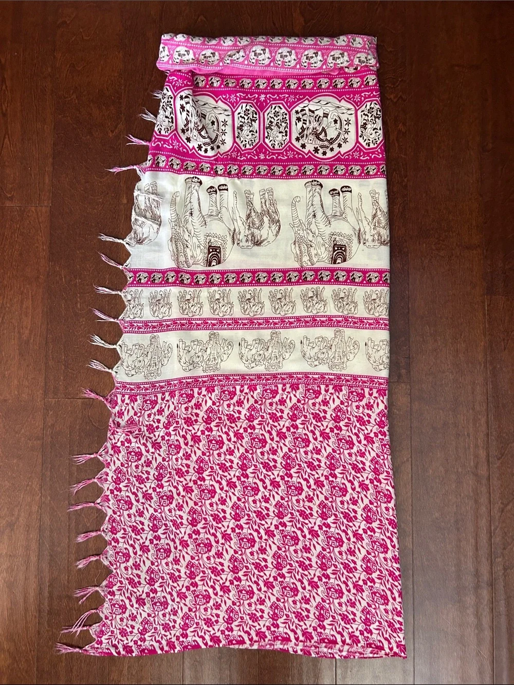 Bright Pink Elephant Print Sarong Scarf Wrap, Perfect for a Cruise or Resortwear